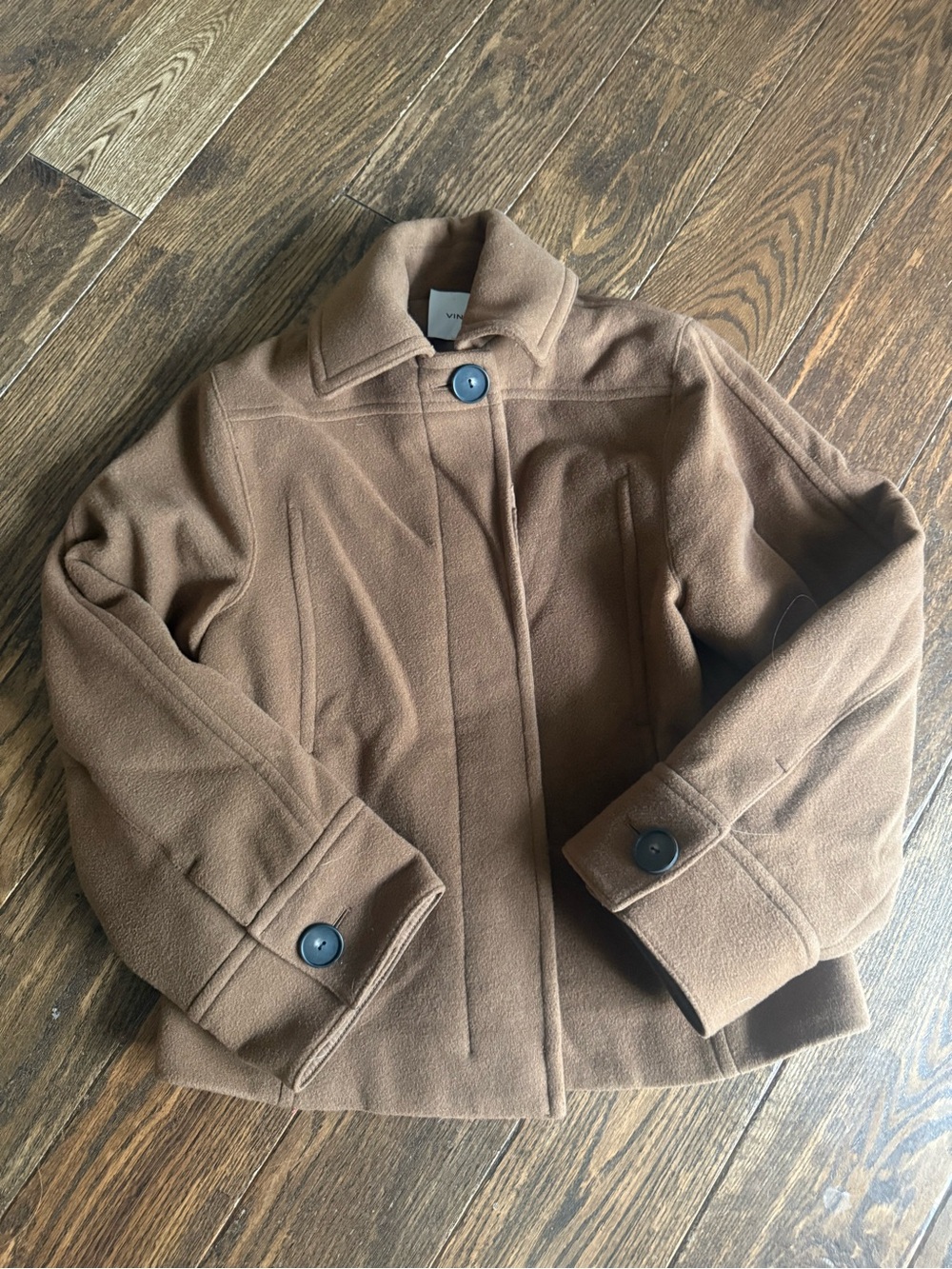 Vince Short Pea Coat in Brown Wool-Blend